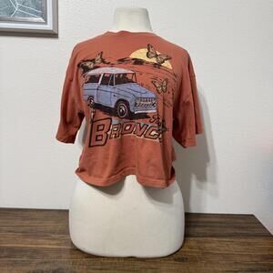 Ford Bronco Graphic Crop T-Shirt Rust Orange Size Small